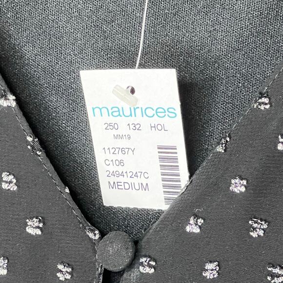 Maurices Black chiffon,  flowy, blouse with metallic dots size medium in NWT - Picture 8 of 8